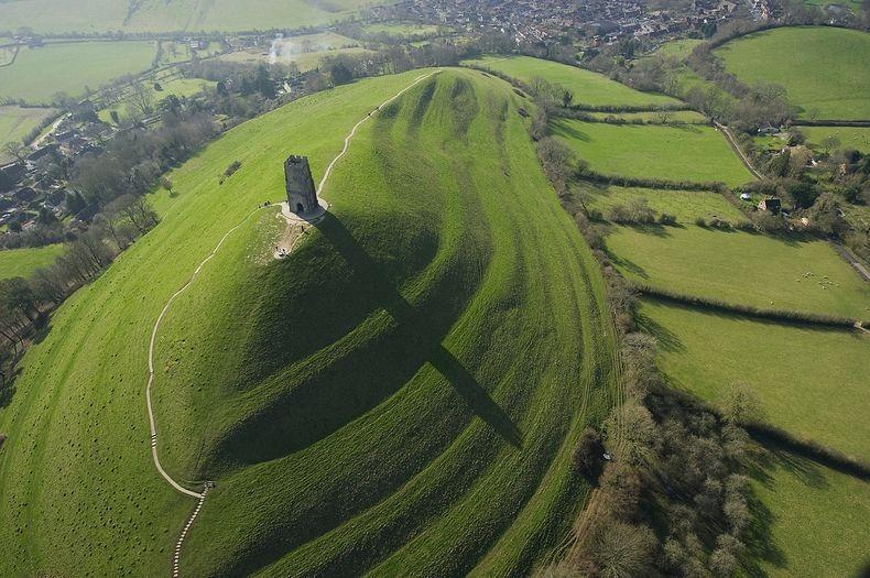 Glastonbury Tor, St Michael's tower seen from the air